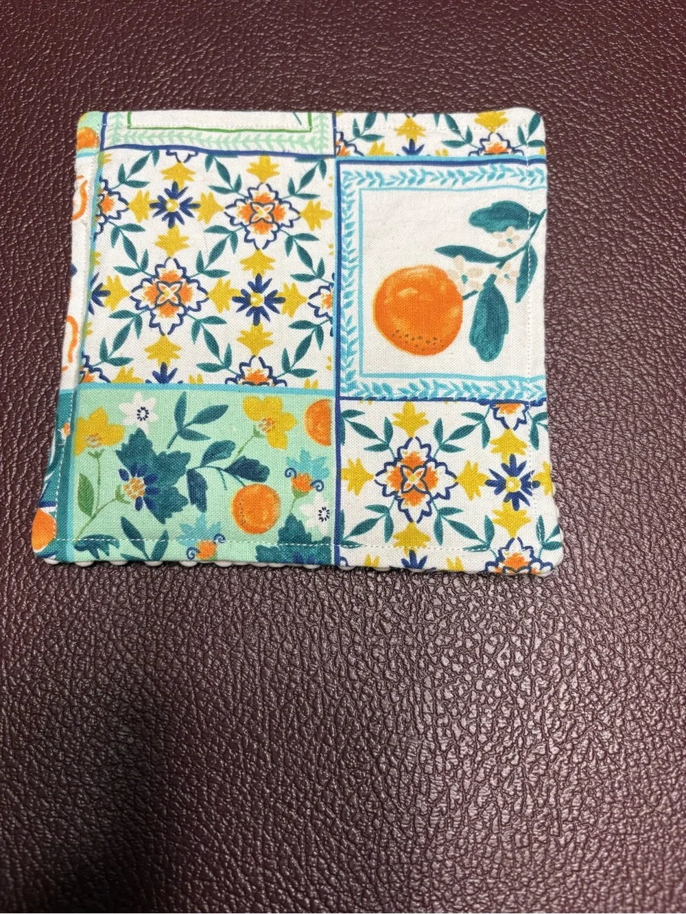 NEW Handmade Jar Grippers, Flower and Orange Print, Blue and Orange Colors